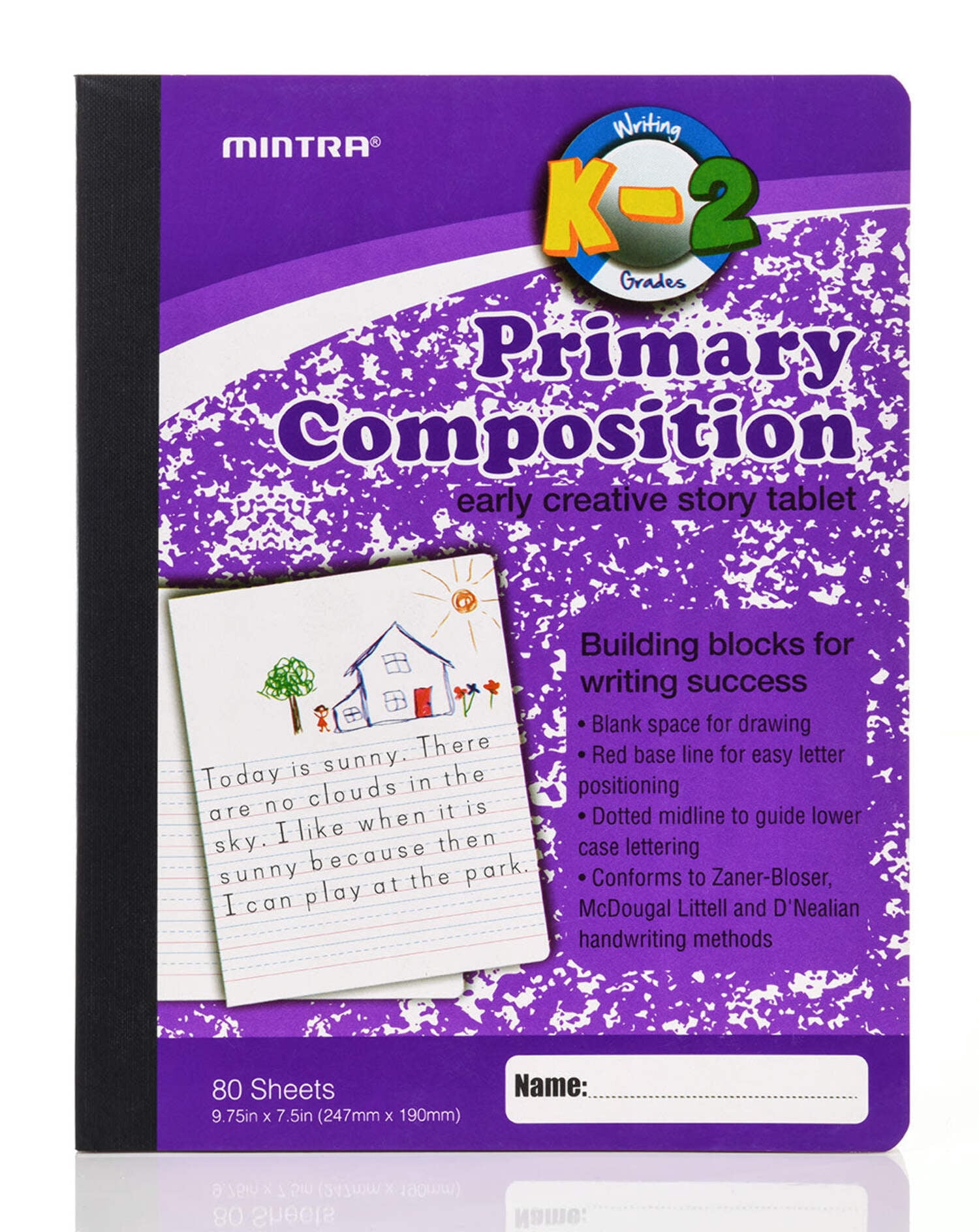 Mintra Primary Composition Notebook 24pk/Case - 1/2 Page - Assorted - Flexible Hardcover - 07294 (04667) - 80 Sheets