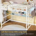 thumbnail image 3 of Full Size Loft Bed with Desk & Charging Station & Led Lights, Heavy Duty Metal Loft Bed with Ladder & Full-Length Guardrail, No Noise, White, 3 of 9