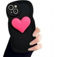 thumbnail image 6 of for iPhone Case,Cute Water Wave Shape Frame 3D Love Heart Camera Lens Protection Soft Shockproof Phone Case (White,iPhone 11), 6 of 6