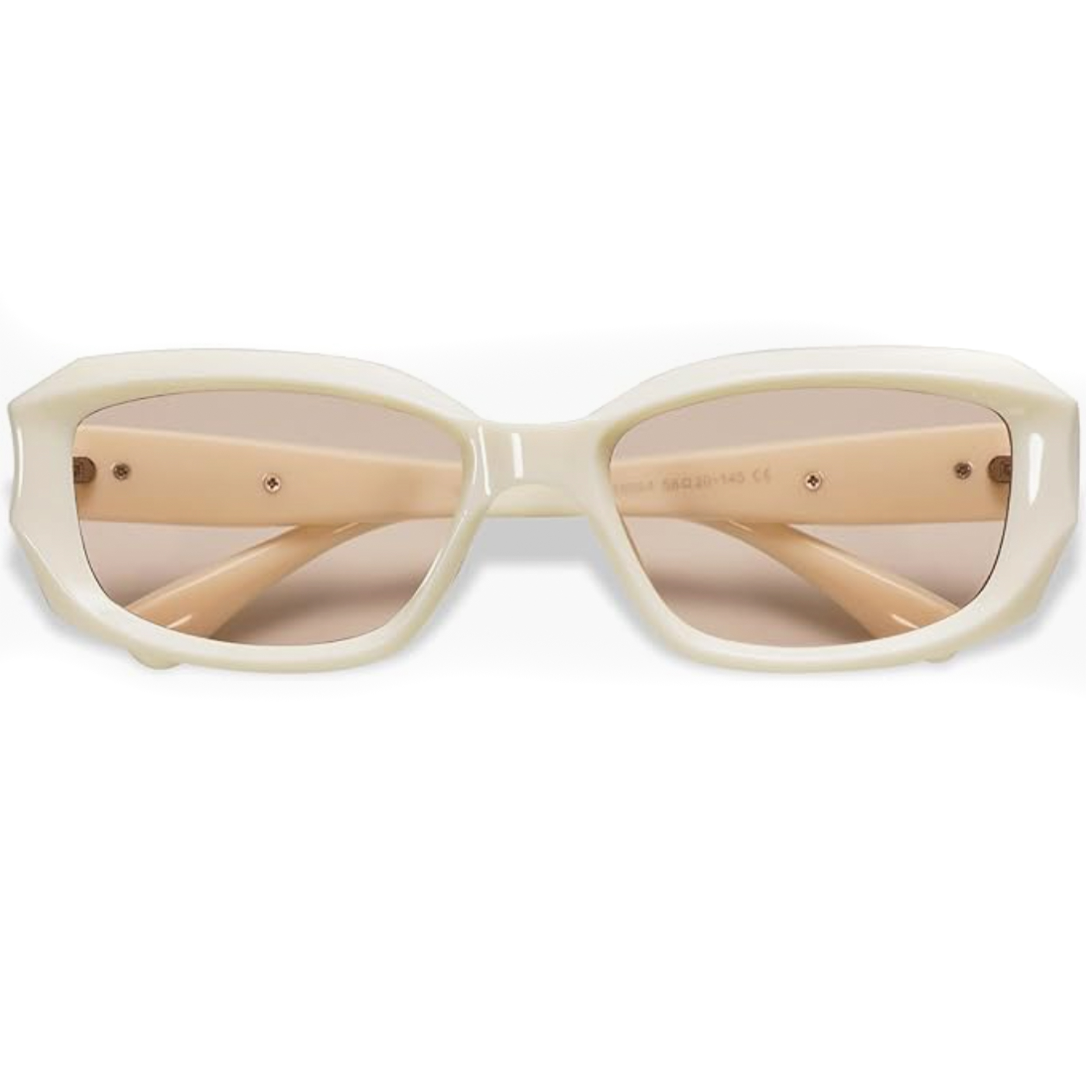 Beige Thick Square Frame Retro Trendy Rectangle Women Men UV  display picture 1