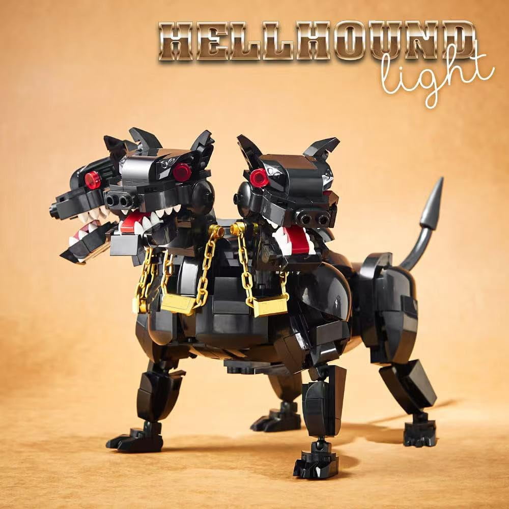 Remocguys Harry 3-Head Hellhound Dog Building Set with Light Compatible with Lego Animal Decor for Adults 820Pcs