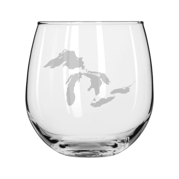 Wine Glass for Red or White Wine Gift Great Lakes Michigan (16 oz Stemless)