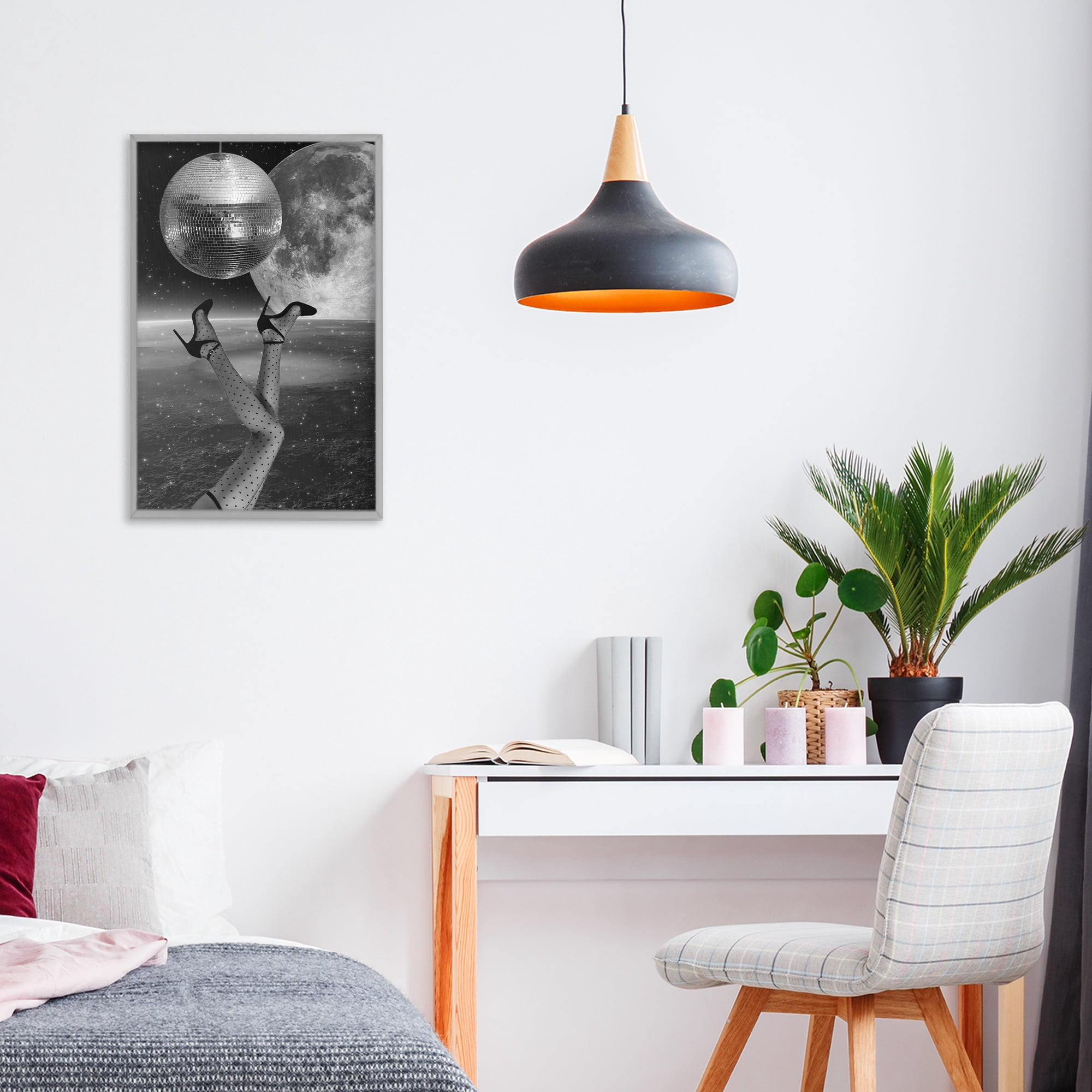 Hangin' Over Disco & Planet Gray Framed Giclee Art, design by Elo Marc