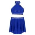 thumbnail image 4 of Yanarno Big Girls Lyrical Ballet Modern Dancewear Costume Two-Pieces Jazz Latin Dance Set for Performance Blue 16, 4 of 7