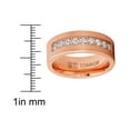 thumbnail image 3 of Metal Masters Mens Rose Goldtone Titanium Wedding Band Ring Cubic Zirconia 8mm 9.5, 3 of 5