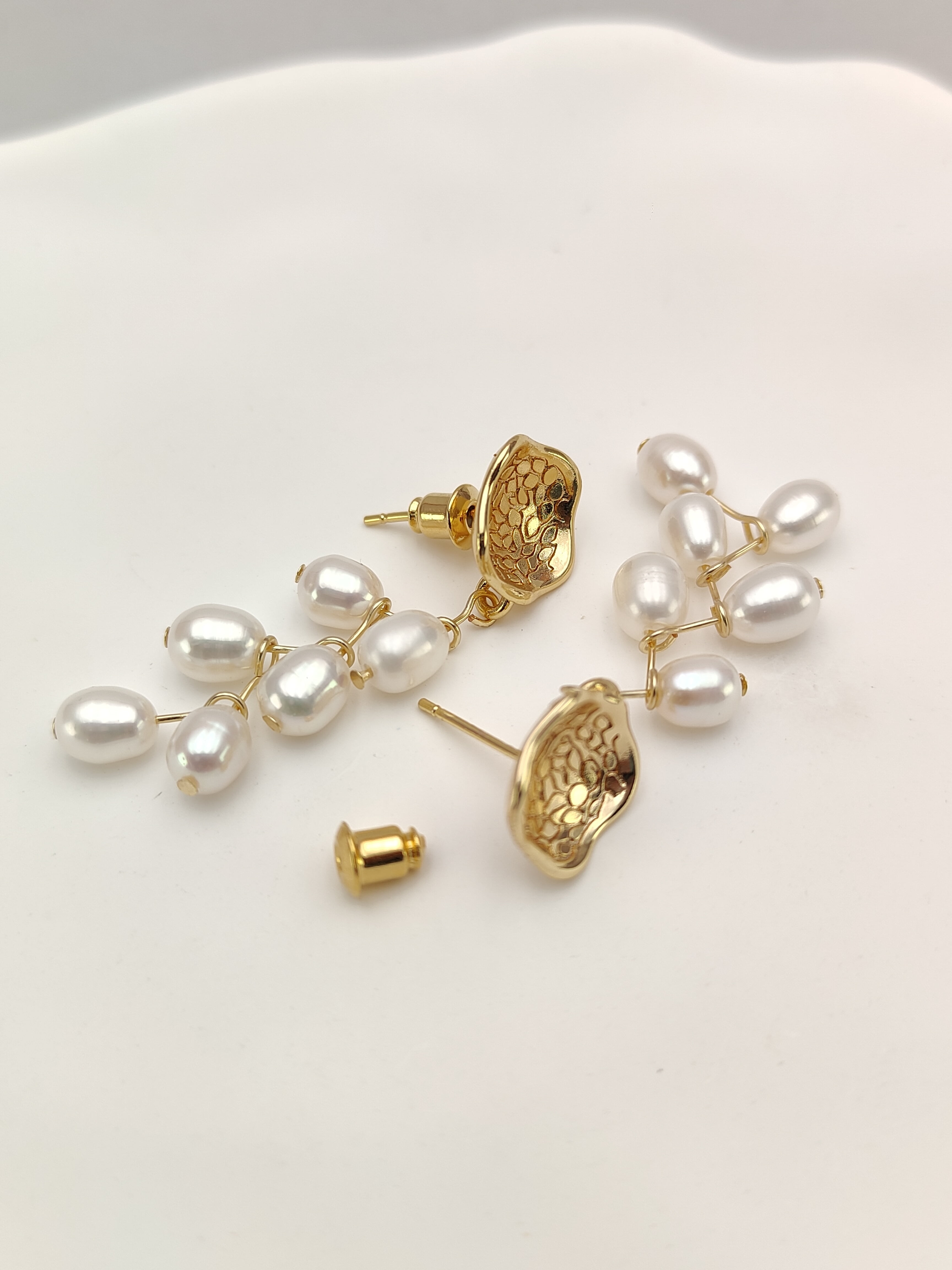 Yisun Yiway Natural Freshwater Pearl Wheat Drop Earrings for Women,  14k Gold Plated, Bullet Back