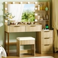 thumbnail image 4 of Ktaxon Flutted Makeup Vanity Table Set with 5 Drawer, Dressing Table w/Charging Station, Vanity Desk for Femal Gift, Wood Color, 4 of 9