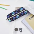 thumbnail image 6 of Fotbe Skull Flower Blue Pattern Leather Pencil Case, Pencil Pouch with Durable Zipper, Compact and Stylish Organizer for Stationery, Art Supplies, Travel Essentials, 6 of 7