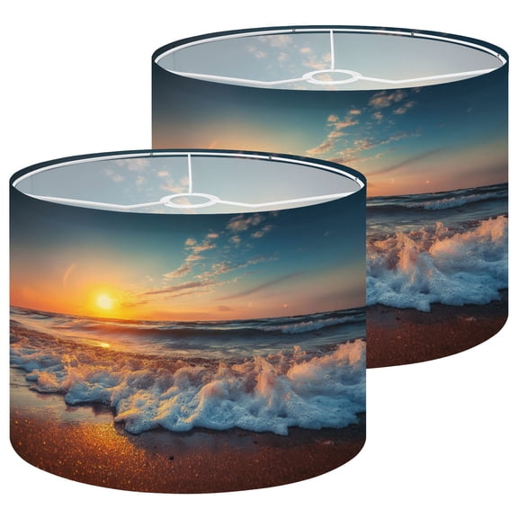 Lampshades 2 Pack Beautiful sea sunrise shot 13"x13"x10" Light Shade for Table Lamps Floor Lamp Shades Lampshade Replacement Easy Assembly