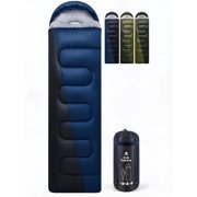 XXL 4-Season Waterproof Sleeping Bag for Adults and Teens Machine Washable with Compression Sack Navy Blue 90x39 Inches 5.3 lb Weight Rating for 41–50 ° F
