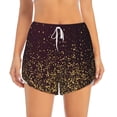 thumbnail image 2 of Honeii Gold sparklin print a double-layered women's running short, ideal for gym, tennis, and various activities, complete with a practical pocket-X-Large, 2 of 7