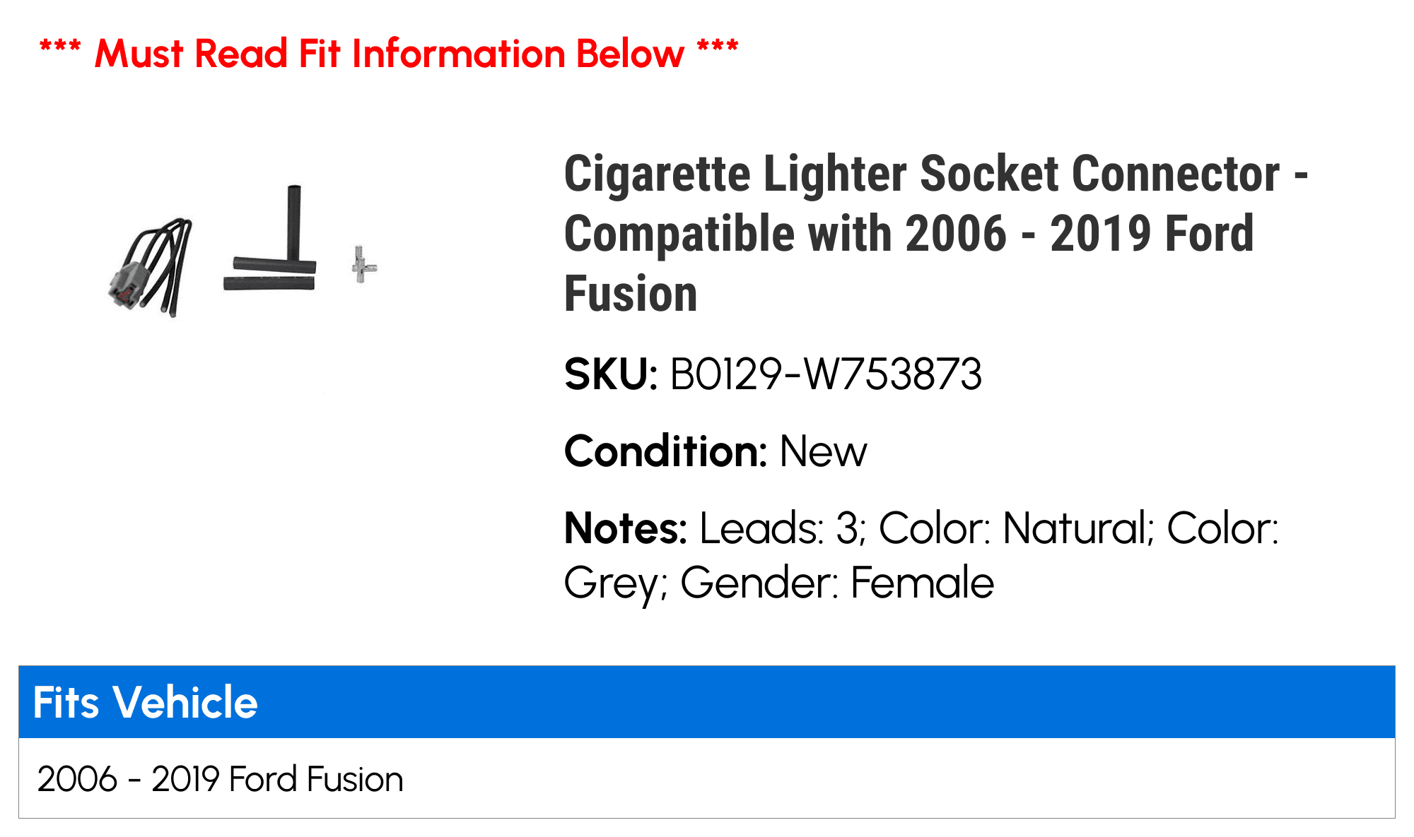 2010 ford fusion cigarette lighter Cigarette Lighter Socket Connector - Compatible with 2006