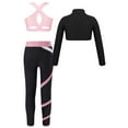 thumbnail image 2 of iiniim Kids Girls 3Piece Yoga Dance Gymnastics Tracksuit Long Sleeve Crop Top Sports Bra and Leggings Sportwear Set, 2 of 7