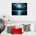 thumbnail image 3 of Creowell Wall Art Moon Sea Ocean Landscape Picture Canvas Wall Art Print Paintings Modern Artwork for Living Room Wall Decor and Home Décor Framed Ready to Hang Waterproof Artwork-20x16inch, 3 of 3