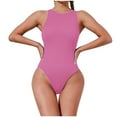 thumbnail image 2 of Lolmot Women's Sexy Seamless Round Neck Sleeveless Thong Bodysuit Basic Top Bodysuit Jumpsuit Solid Color Skinny Tank Tops Set Tummy Control Shapewear Bodysuit, 2 of 5