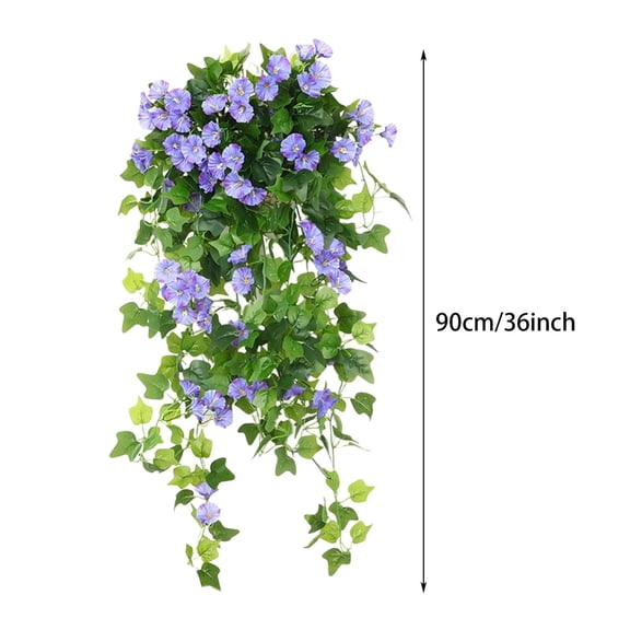 Faux Flowers Artificial Flowers for Outdoors, Long Trailing Silk Vines Hanging Baskets, UV Resistant Realistic Plants for Front Door Porch Patio Garden Decor