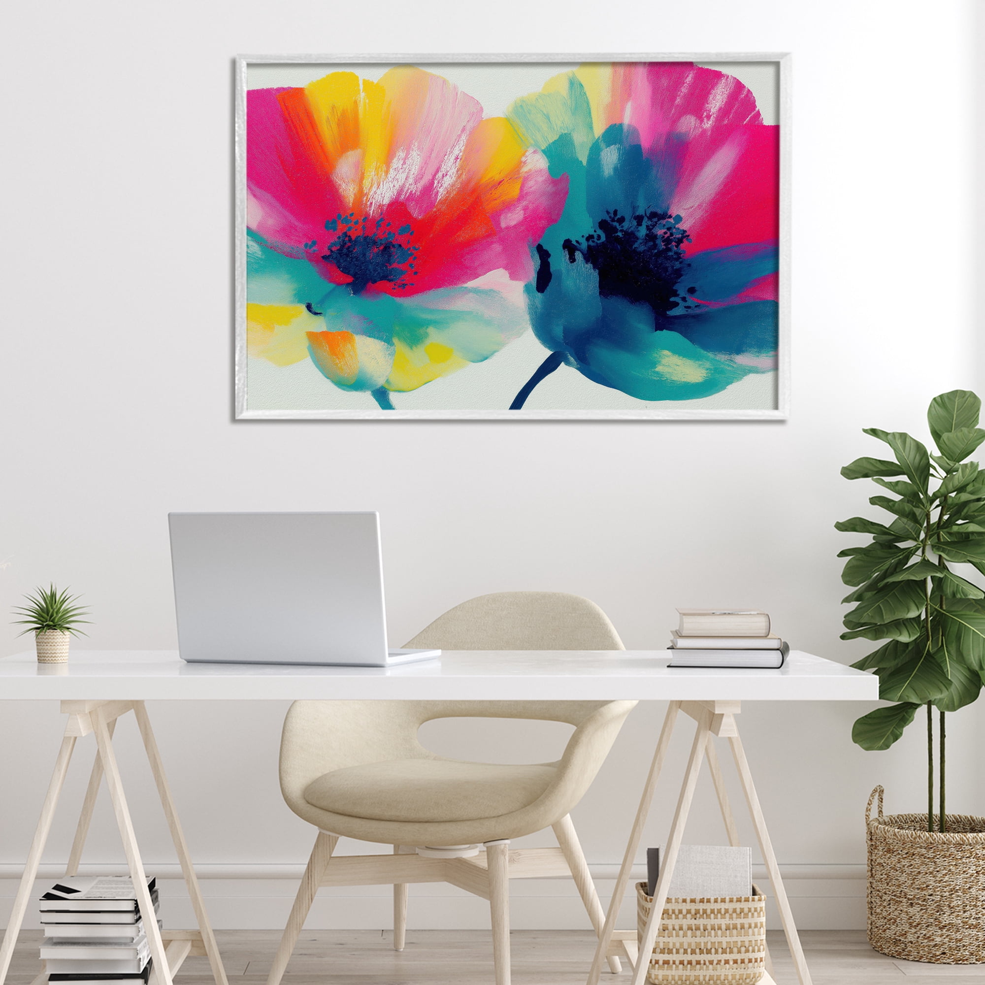 Stupell Industries Two Colorful Poppies White Framed Giclee Art, design by Chromatic Storm Studio