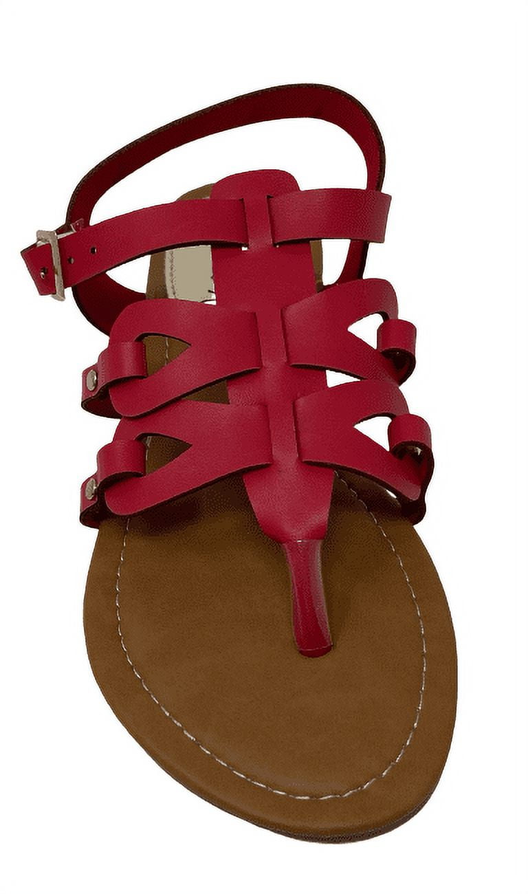 Victoria K Women's Gladiator Style Multi Loops With Double Crossover Sandals