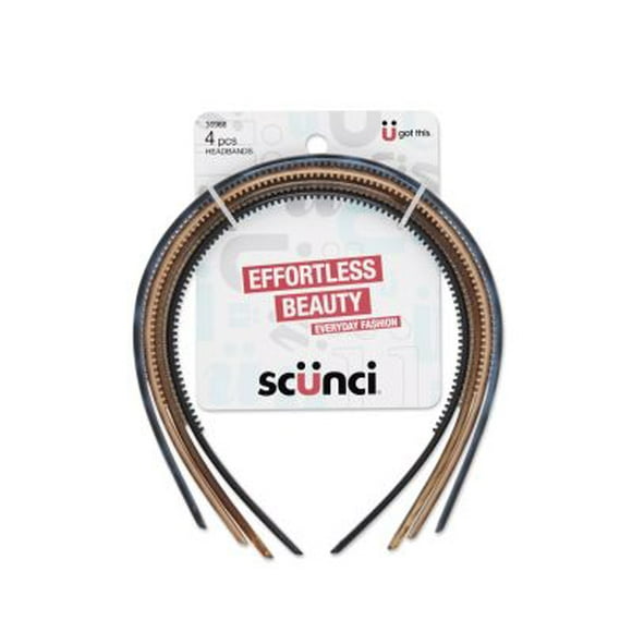 Diadema para cabello Scunci varios colores 4 pzas
