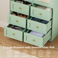 thumbnail image 6 of Cyehnenx Armoire Wardrobe Closet, 69.5" H Wood Bedroom Armoires Cabinet with Mirror Door and 3 Drawers, Clothing Storage Cabinet with Hanging Rod & Sensor Light for Bedroom, Green (2 Set), 6 of 8
