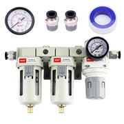 Compressed Air Double Filter & Regulator, Air Drying System, Air Compressor Water Separator 3/8" NPT