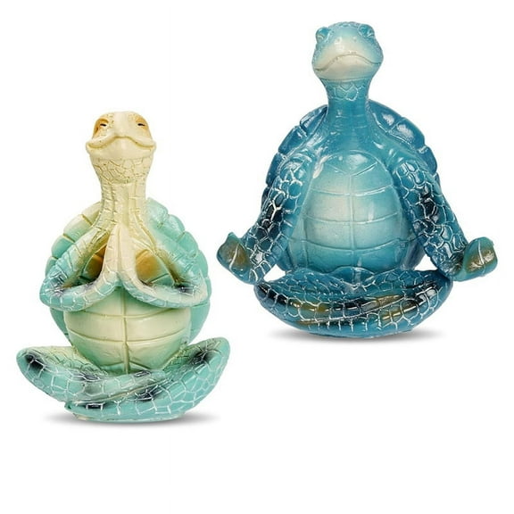 2 PCS Sea Turtle Home Decor, Figurine, Home Decor Yoga Resin Sea Turtle Statue for Home Office Photo Color Resin