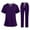 Purple #1, variant on bbyeadc Women Scrubs Sets Plus Size Nursing Top Petite V-Neck Criss Cross Scrub Tops and Cargo Pants Medical Uniforms Scrubs with Pockets, Black S