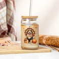 thumbnail image 3 of Happy Thanksgiving Golden Retriever Turkey Costume Pumpkins Autumn Leaves 16oz Glass Cup Mug Goldens Dog Lover Gifts Idea Glass Can with Bamboo Lid and Straw - 130144, 3 of 5