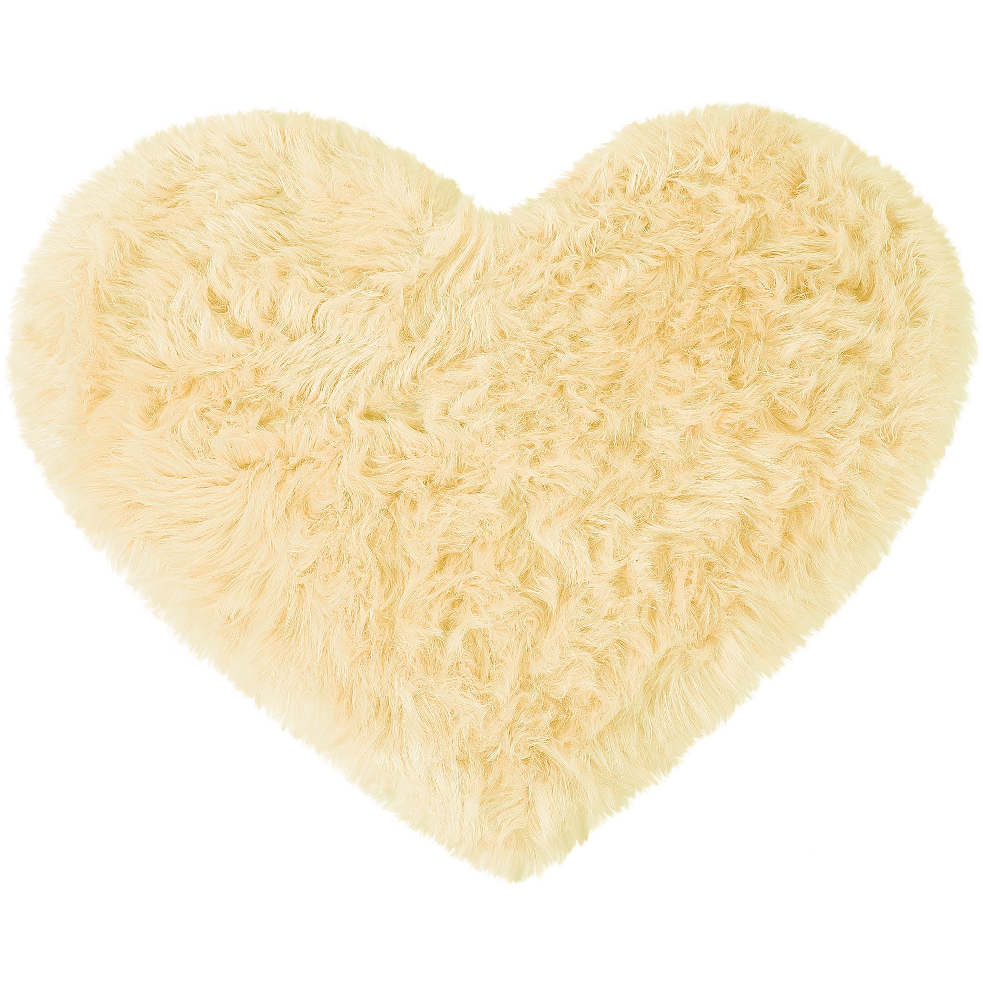 Unique Bargains Heart Shaped Faux Fur Shag Area Rug 2.3Ft x 3Ft Yellow
