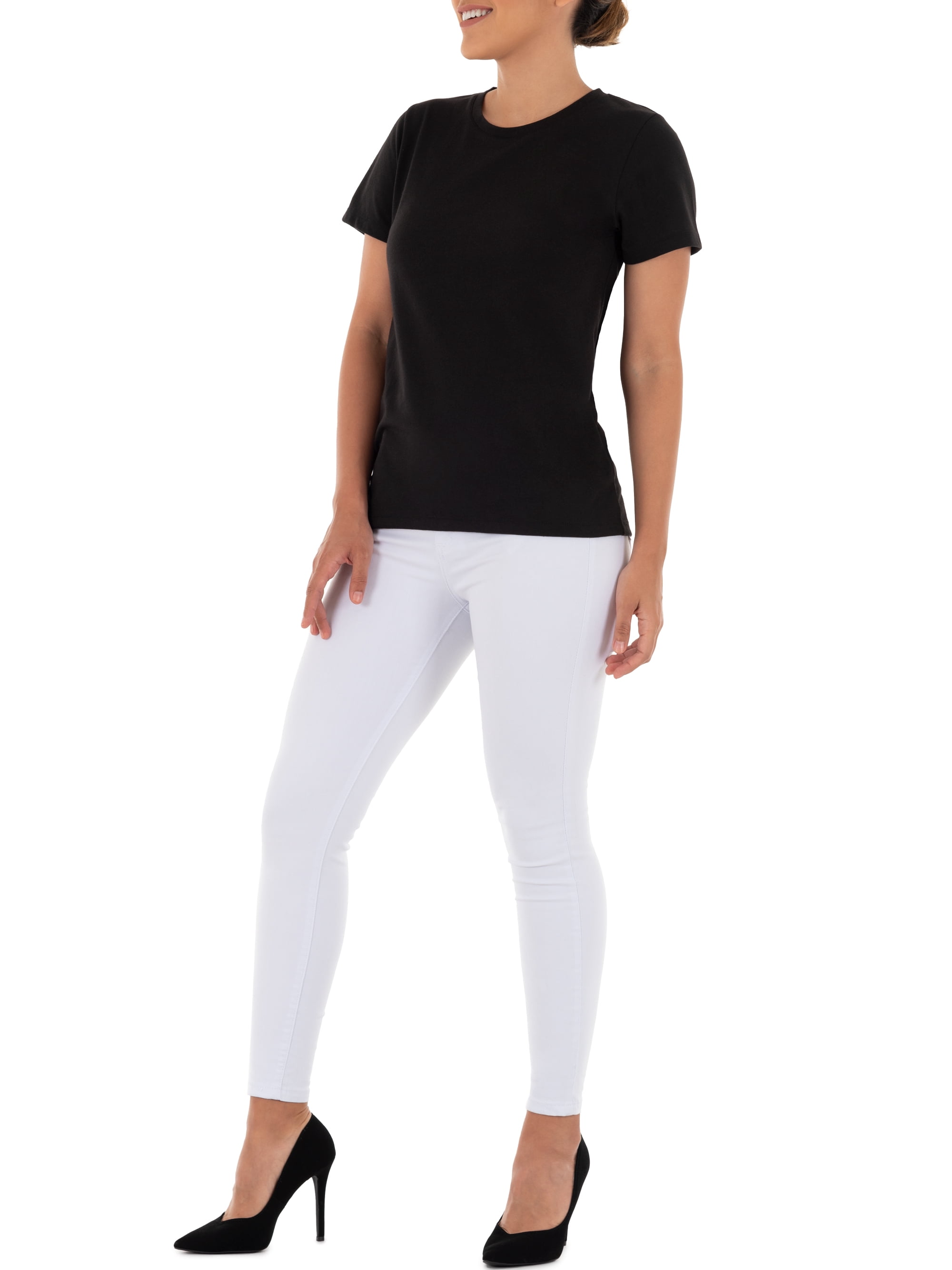 Time and Tru Women's Crewneck Tee with Short Sleeves, 2-Pack, Size XS-XXXL
