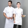 thumbnail image 4 of Toystoory Chaqueta de Chef, delantal de cocina, tres botones con bolsillos delanteros, ropa, camisas de verano para hombres, suministros de blanco SG, 4 of 6