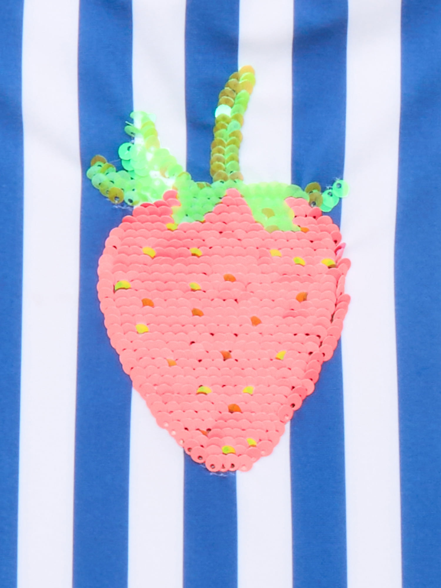 Wonder Nation Girls Flip Sequin Strawberry Striped One-Piece Swimsuit with UPF 50, Sizes 4-18 & Plus