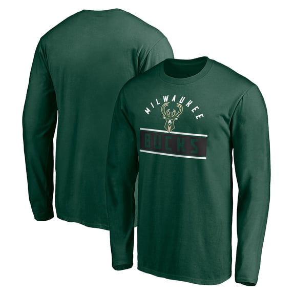Men's Hunter Green Milwaukee Bucks Team Arch Knockout Long Sleeve T-Shirt
