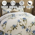 thumbnail image 2 of Floral Quilt Set - Lightweight Soft White Floral Bedspread for Farmhouse Bedroom Decor – Includes Quilt and Shams (Queen), 2 of 8