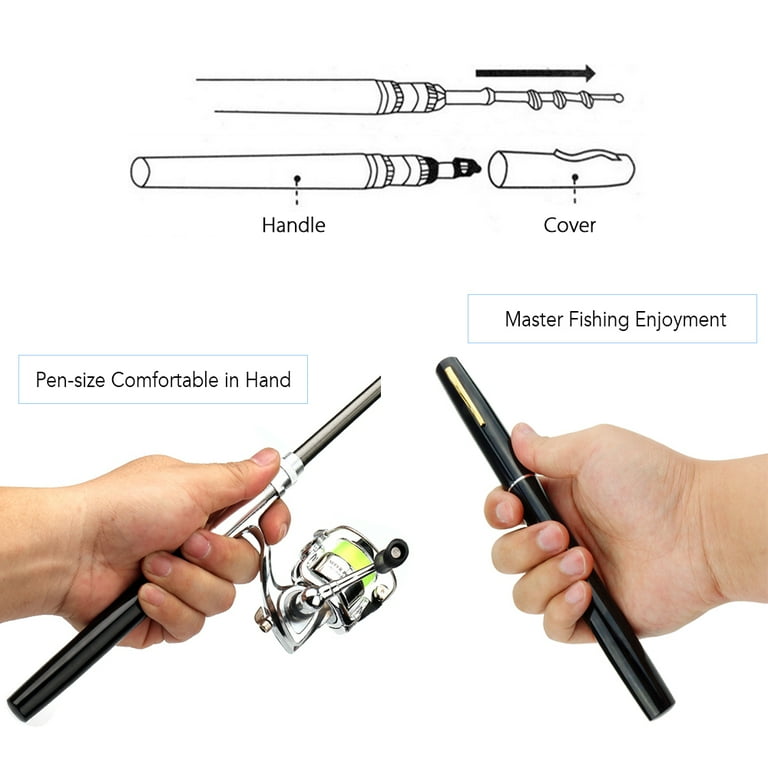 MIXFEER Pocket Collapsible Fishing Rod Reel Combo Mini Pen Fishing Pole Kit  Telescopic Fishing Rod Spinning Reel Combo Kit 