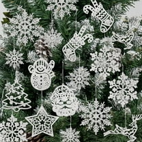 42pcs Christmas White Snowflake Ornaments Plastic Glitter Snow Flakes Ornaments，for Home Decor Winter Wonderland Christmas Tree Decor-Silver