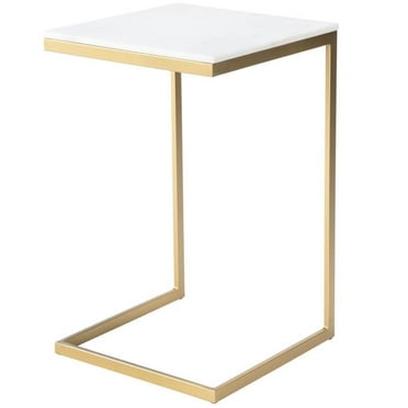 Maklaine Modern / Contemporary Marble C End Table - White / Gold