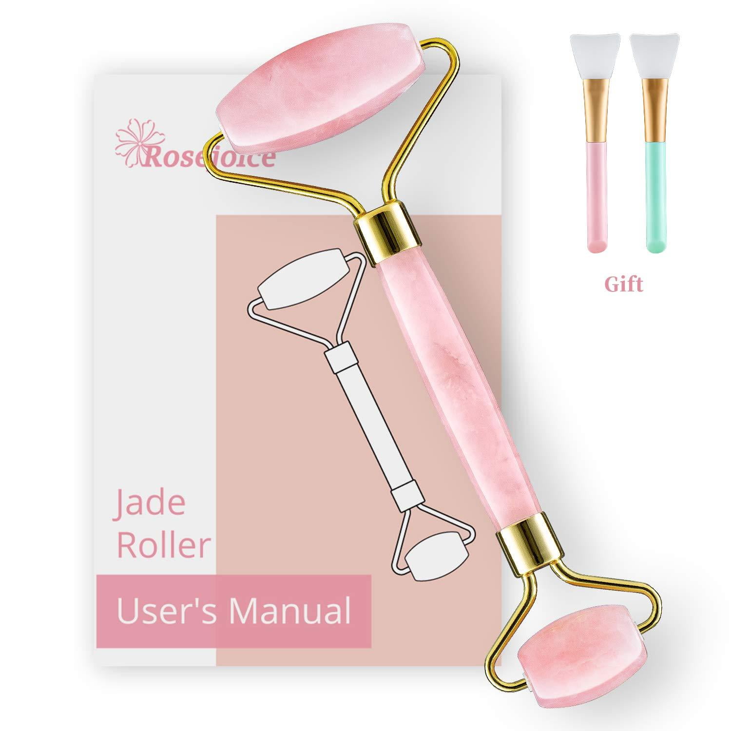 Rosejoice Pink Rose Quartz Jade Roller For Face Natural Handmade Crafted Facial Massager Skin Tool For Anti Aging Skincare Walmart Com Walmart Com