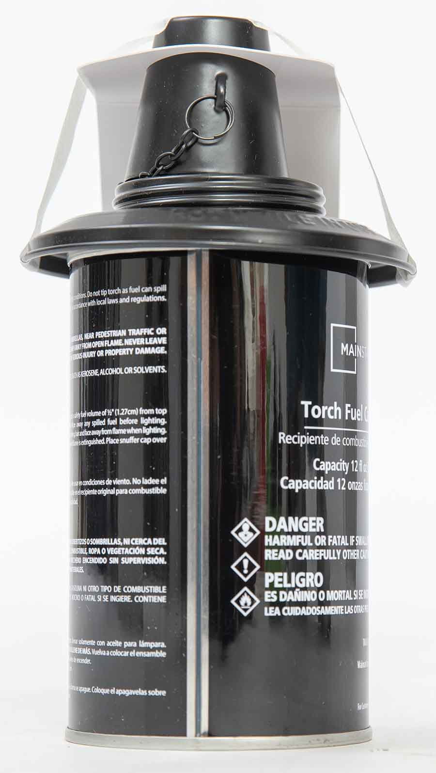 Mainstays 12 fl oz Replacement Torch Fuel Canister with Torch Wick and Metal Snuffer Cap     Black
