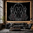 thumbnail image 6 of Cats Sleek Sits with Upright Eyes Crescent Moon, Playful Gothic for Cat Lovers, Cat Wall Art, Halloween Gift, Tapestry Wall Hanging for Bedroom, Living Room and Dorm, 6 of 7
