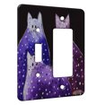thumbnail image 1 of KuzmarK™ 2 Gang Single Toggle / Single Duplex Rocker Wall Plate - Polka Dot Kitties in Purple and Blue Abstract Cat Art by Denise Every, 1 of 1