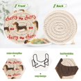 thumbnail image 4 of Haosy Set of 6 Drink Woven Coaster with Holder Heat Resistant Non-Slip Bar Coasters 4 Inches Dachshund and Cherry, 4 of 7