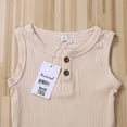 thumbnail image 4 of Faithtur Newborn Baby Summer Romper Solid Color Ribbed Knit Jumpsuit, 4 of 7