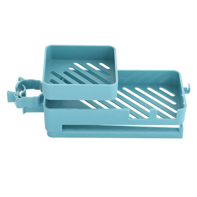 CAROOTU Double Couche Robinet Rack Évier Multifonctionnel Porte-Éponge Robinet Rack Étagère de Rangement Creuse pour Cuisine