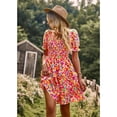 thumbnail image 6 of SYKT Women's Dresses Casual Summer Print Ruffle A Line Short Sleeve Mini Floral Dress for Women, 6 of 9