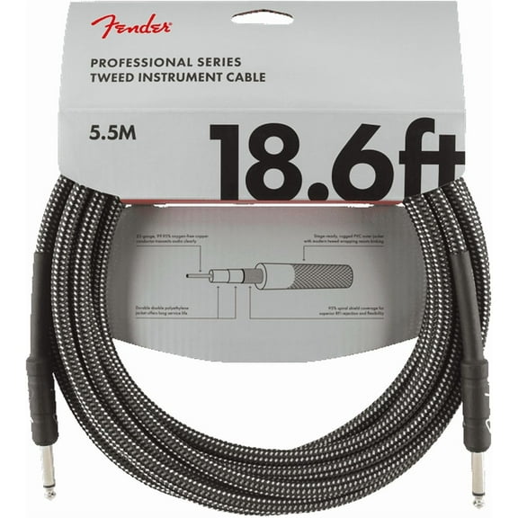Fender Professional Series Instrument Cable, Gray Tweed - 18.6 Foot