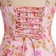 thumbnail image 4 of Women's Floral Corset Dress Formal Cocktail Dresses Going Out Casual Sundress Split Thigh Spaghetti Strap Vintage Dress, 4 of 10