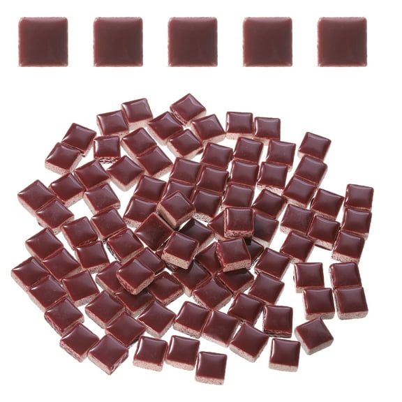 205pcs Square Ceramic Mosaic Tiles, Bulk Stained Mosaic Tiles for DIY Art Crafts(200g, Deep Red)