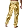 thumbnail image 2 of Sxiwei Mens Shiny Metallic Jogger Pants Holographic Rave Disco Dance Harem Pants Boho Arab Trousers Gold M, 2 of 3
