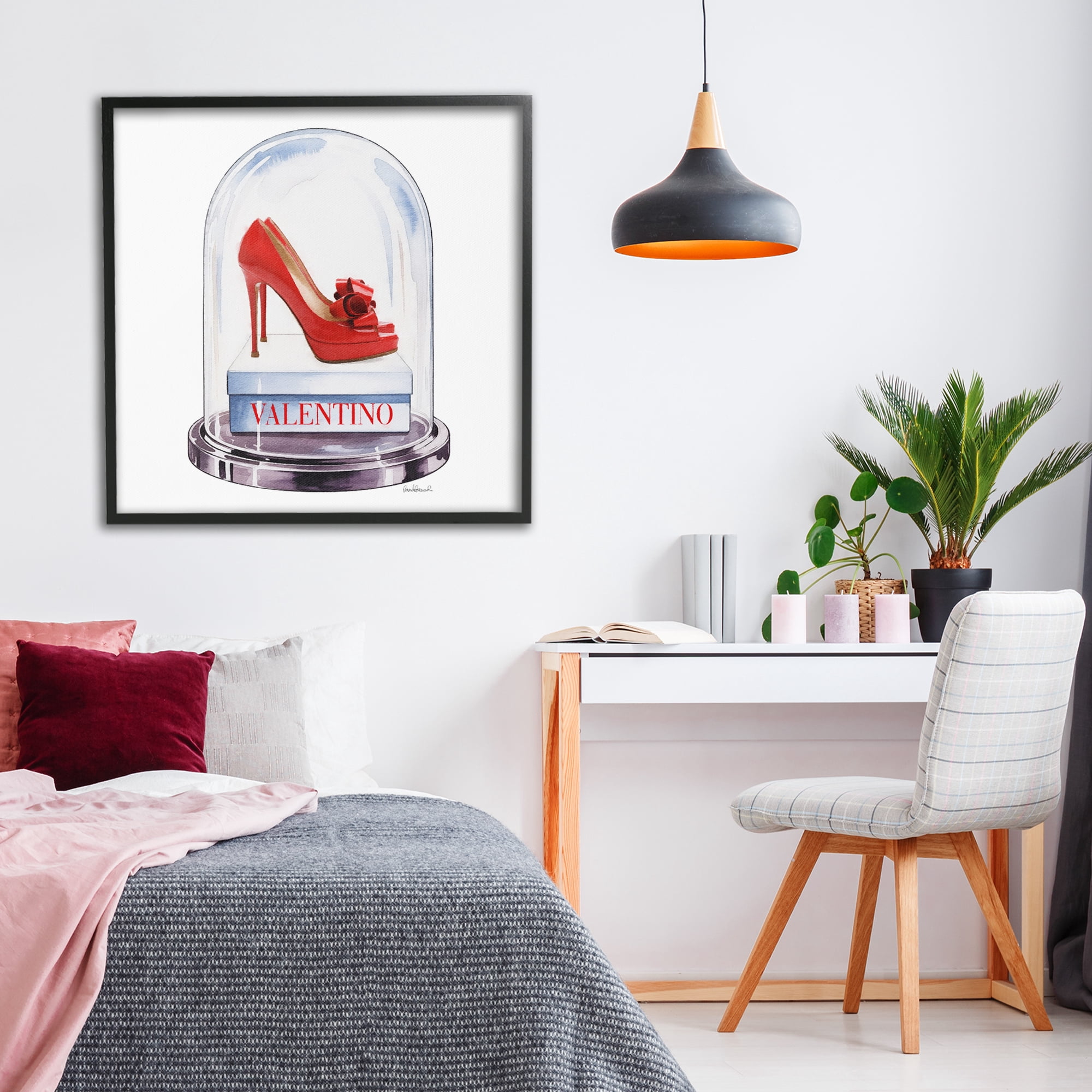 Stupell Industries Red Heels in Bell Jar Black Framed Giclee Art, design by Amanda Greenwood